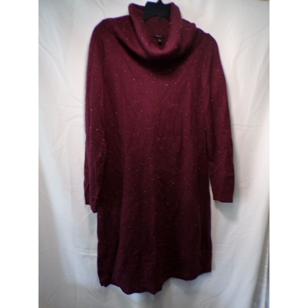 Talbots Women's Cowl Neck Sweater Dress Burgundy Long Sleeve Size S